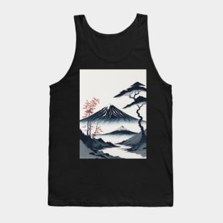 Serene Mount Fuji Sunset - Peaceful River Scenery Tank Top